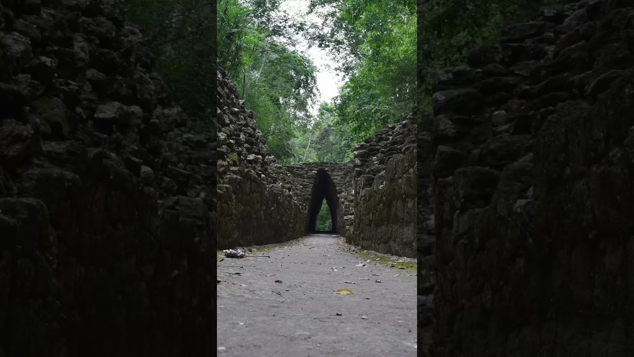Rio Bec architecture at Becan - narrow & small but beautiful human made tunnels. #shorts #ruins