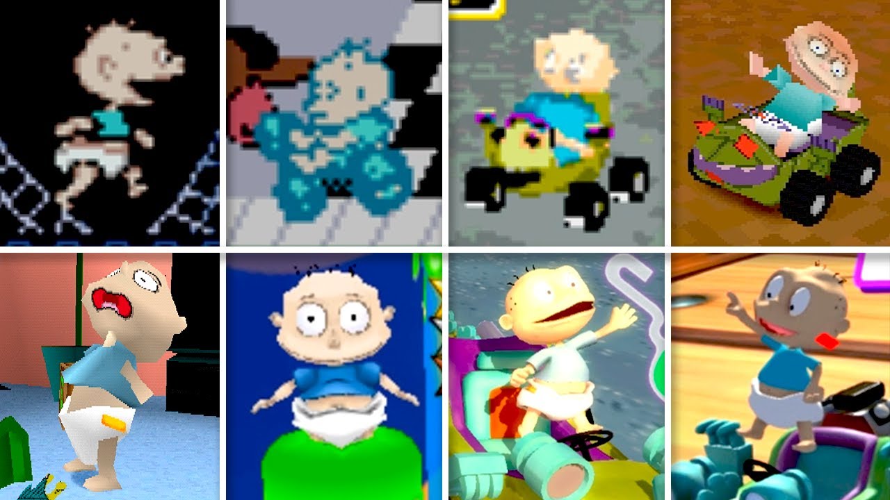 Эволюция видеоигр Rugrats: анимация победы и прохождение уровней.