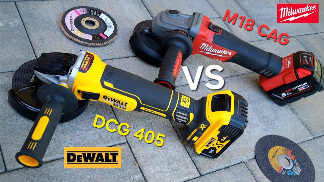 Сравнение щеток угловых шлифовальных машин. Milwaukee M18 CAG 125 против Dewalt DCG 405 N