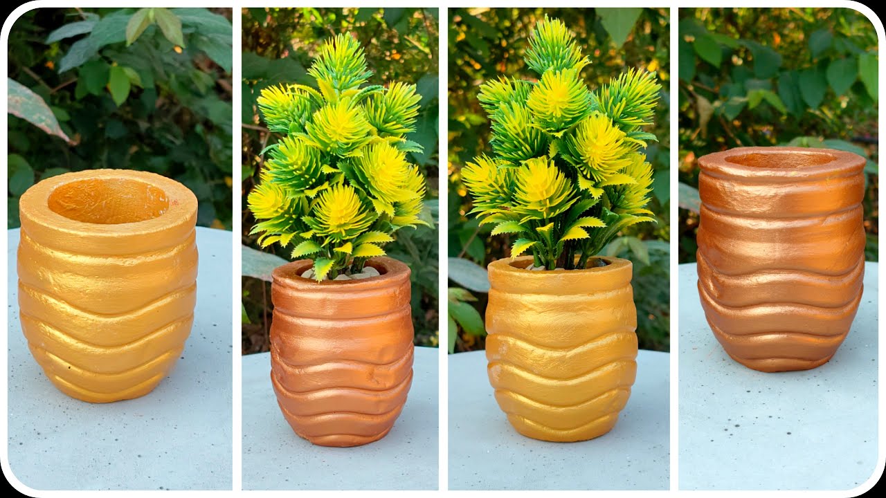 Plastic bottle + Cement | cement pots from plastic bottle