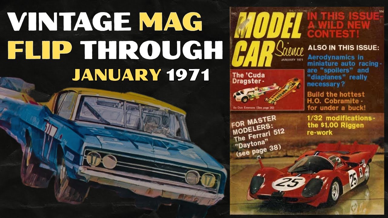 Jan 1971 Model Car Science - Cuda Dragster, Ferrari 512!