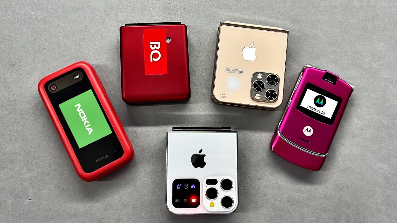 Flip Phone Incoming call Motorola Razr V3 + Nokia 2660 Flip + BQ Flip + i15 Pro + i15 ProMax