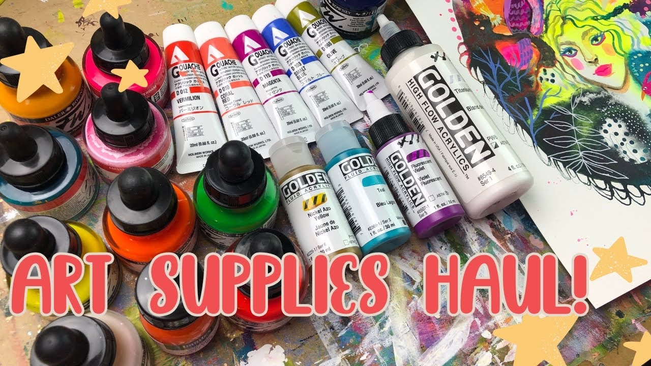 Art Supplies Haul!! ✨✨ Holbein Acryla Gouache, Acrylic Inks, High flow Acrylics + Paint with Me!