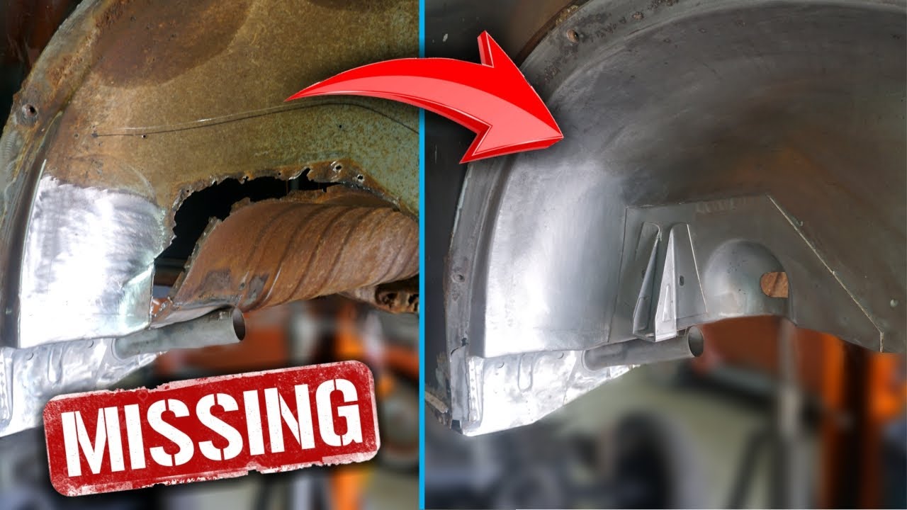 EXTREME Wheel Well Rust Repair. 1956 VW Oval Window Beetle Wheel Well & Body Mount Reconstruction
