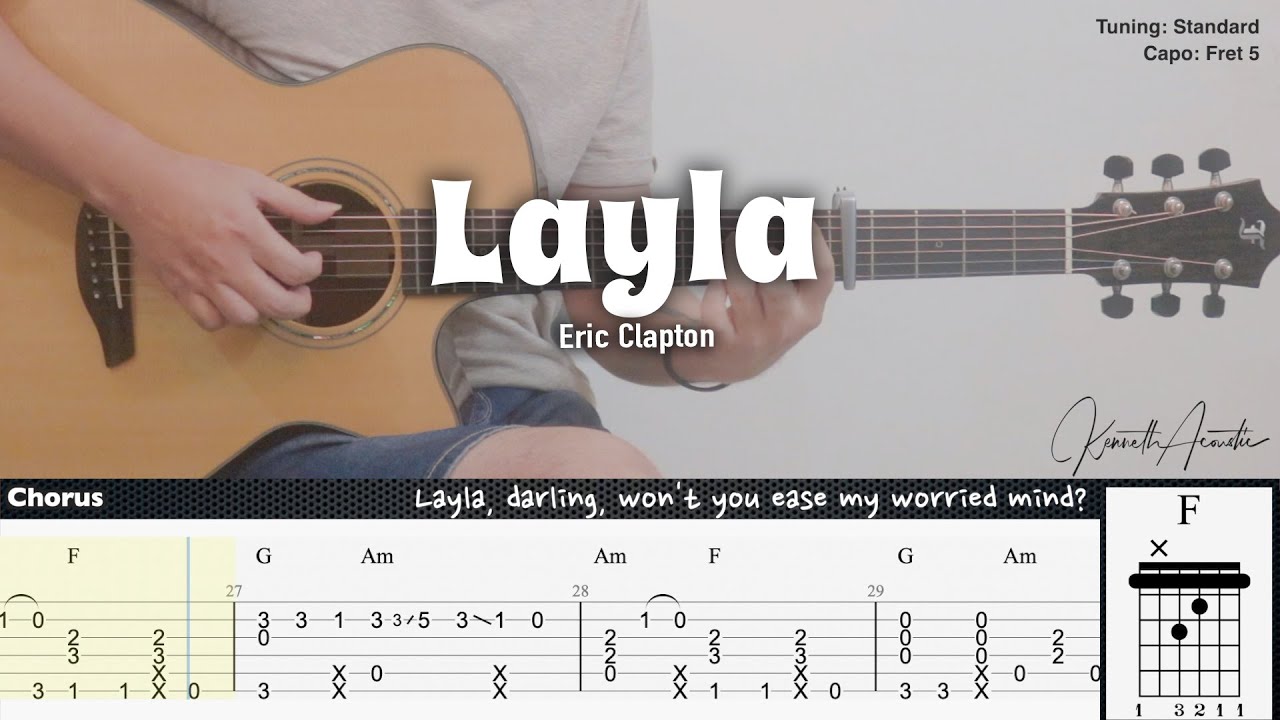 Layla - Eric Clapton | Fingerstyle Guitar | TAB + Chords + Lyrics