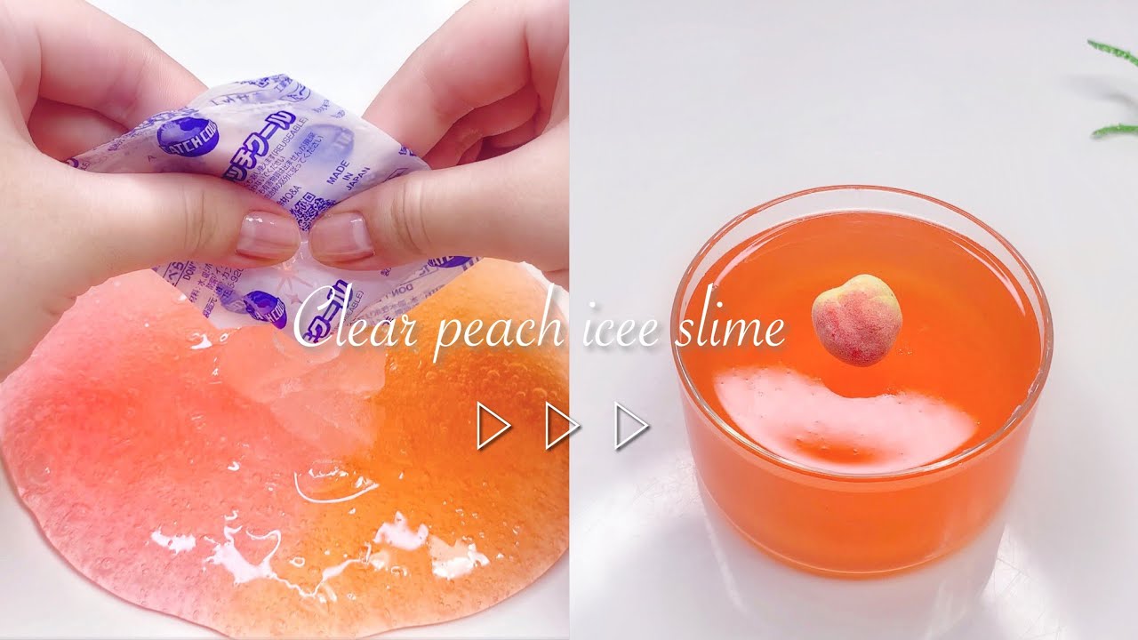 【ASMR】🍑気泡の抜けた保冷剤アイシースライム🍑【音フェチ】Clear peach icee slime No talking ASMR