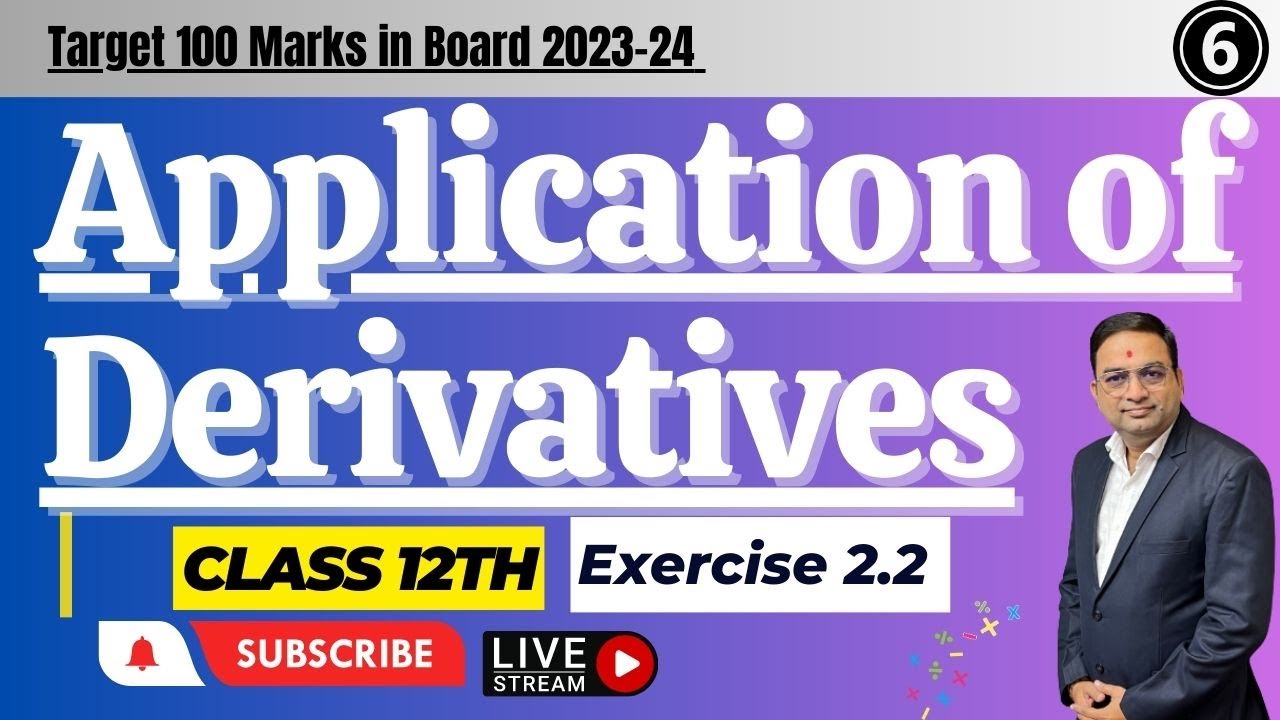 Application of Derivatives| Exercise 2.2 Basic & Q.1 | Class 12th Maths JEE CET| Maharashtra Board