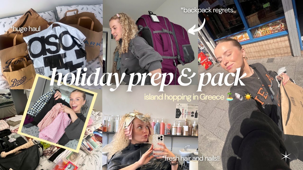 HOLIDAY PACK AND PREP☀️✈️| asos, boots, primark hauls, hair refresh, nails, backpacking