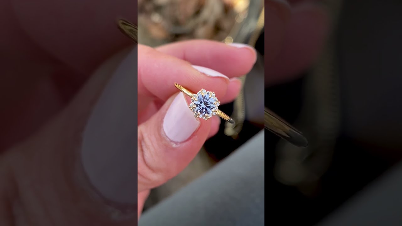 Light Purple Sapphire Sapling Ring with Petite Distance Diamond Band by Melanie Casey Fine Jewelry