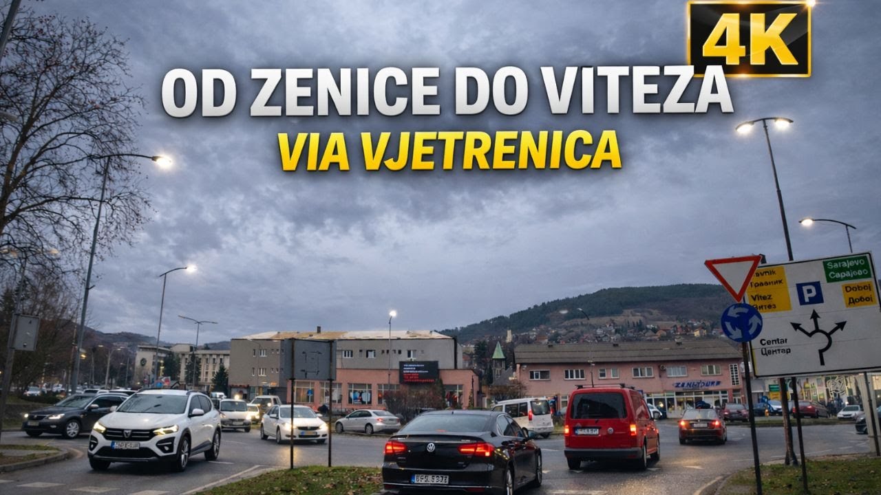 【4K】Vožnja od Zenice do Viteza preko Vjeternica po kiši