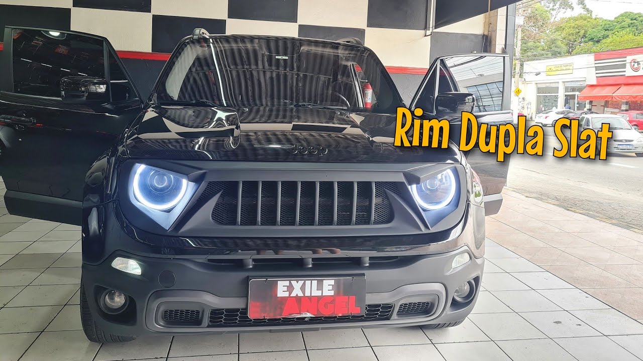 Jeep Renegade Led Néon Externo Embaixo Carro RGB + Grade Frontal Rim Dupla Slat + Logo Projetor Jeep