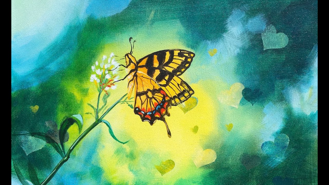 Butterfly and Bokeh effect Beginner Step by step acrylic painting tutorial | TheArtSherpa