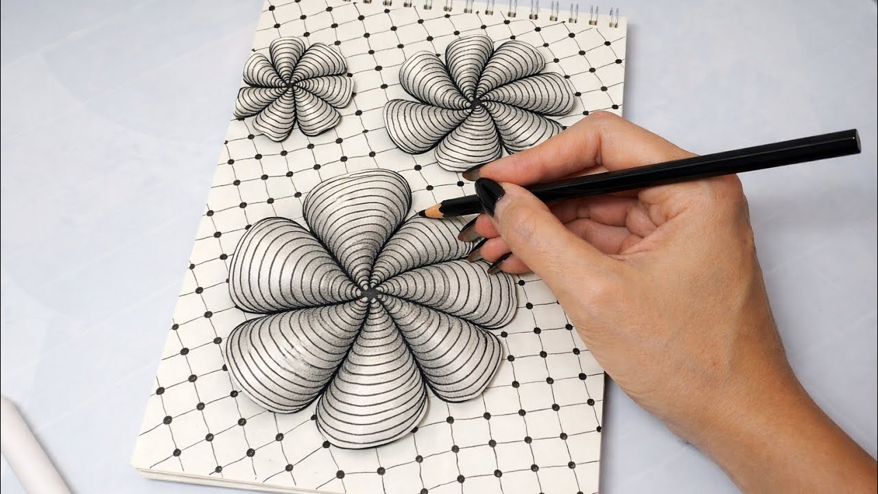 Watch This Flower Come to Life with Simple Pencil Shading | Zentangle Art