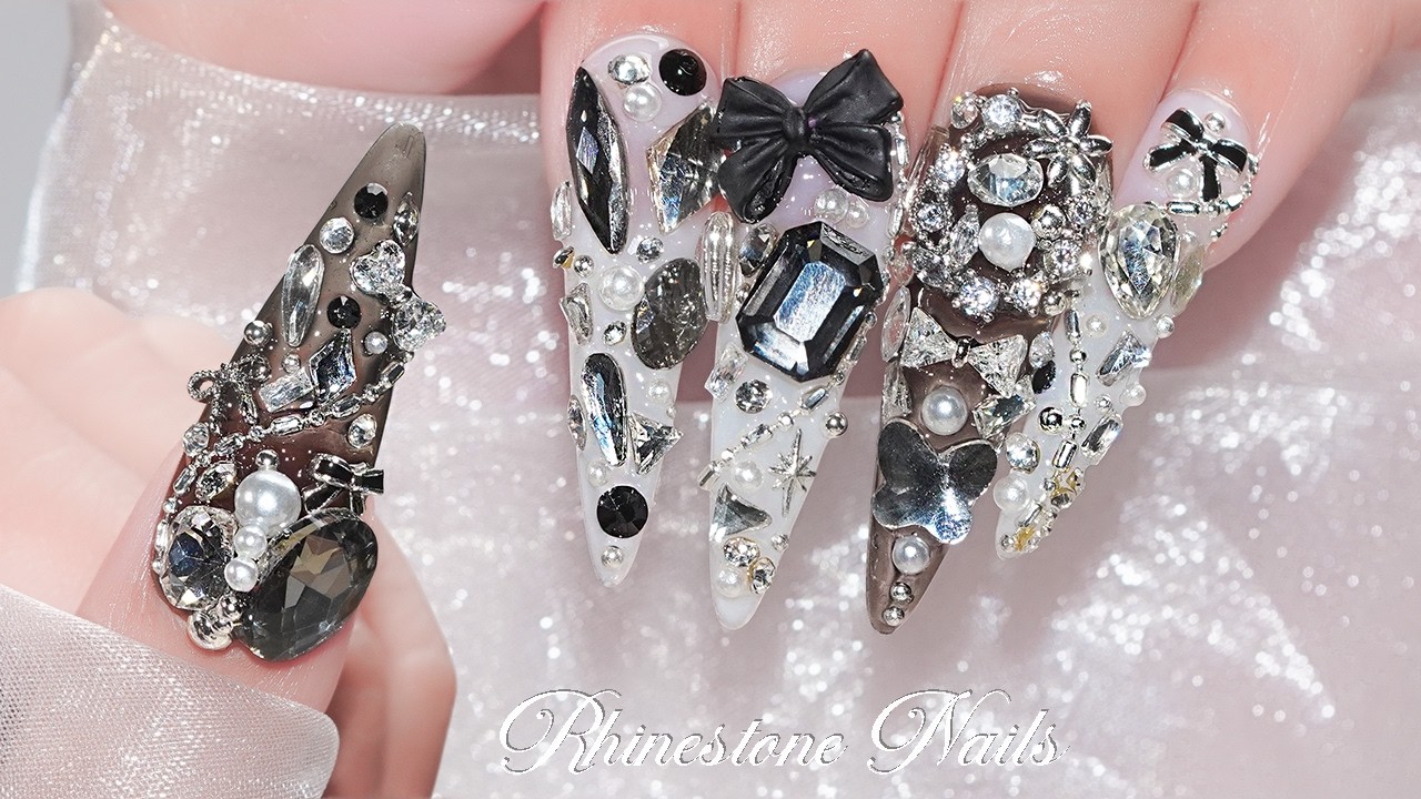 3h asmr self nail | Bling Bling Stone Nail Compilation✨Luxury Crystal & Rhinestone | 화려한 스톤네일, 셀프네일일