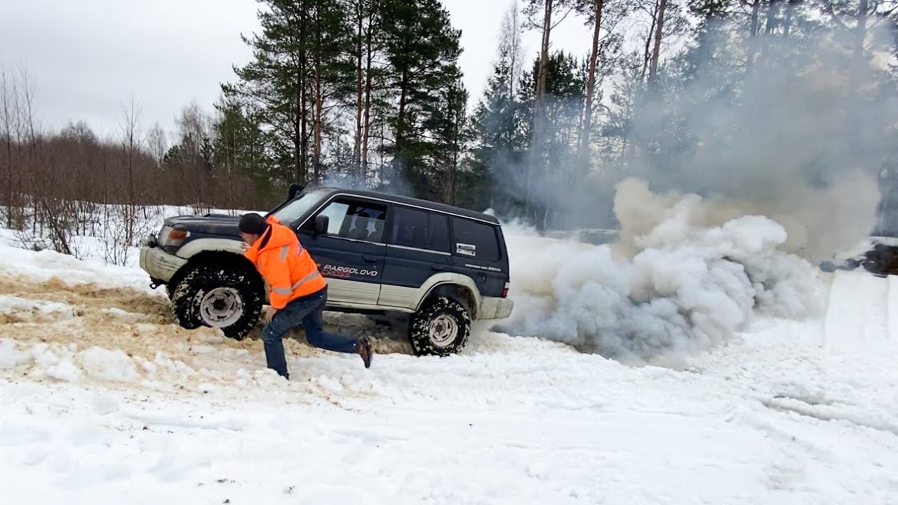 Pajero2 в разнос  Что с мотором? Катаем по тяжелому снегу, Нива, Pinin, iO