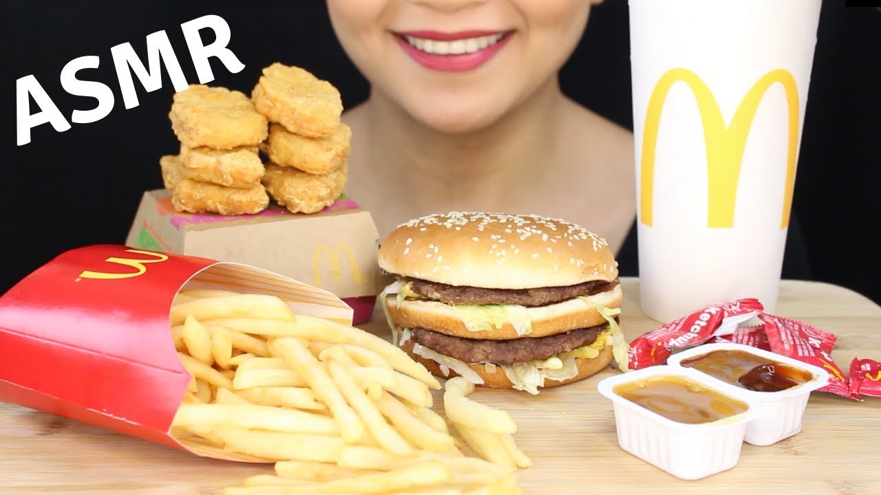 ASMR McDonald's BIG MAC, McNUGGETS and CHOCOLATE CHIP COOKIE Eating Sounds- NO TALKIN