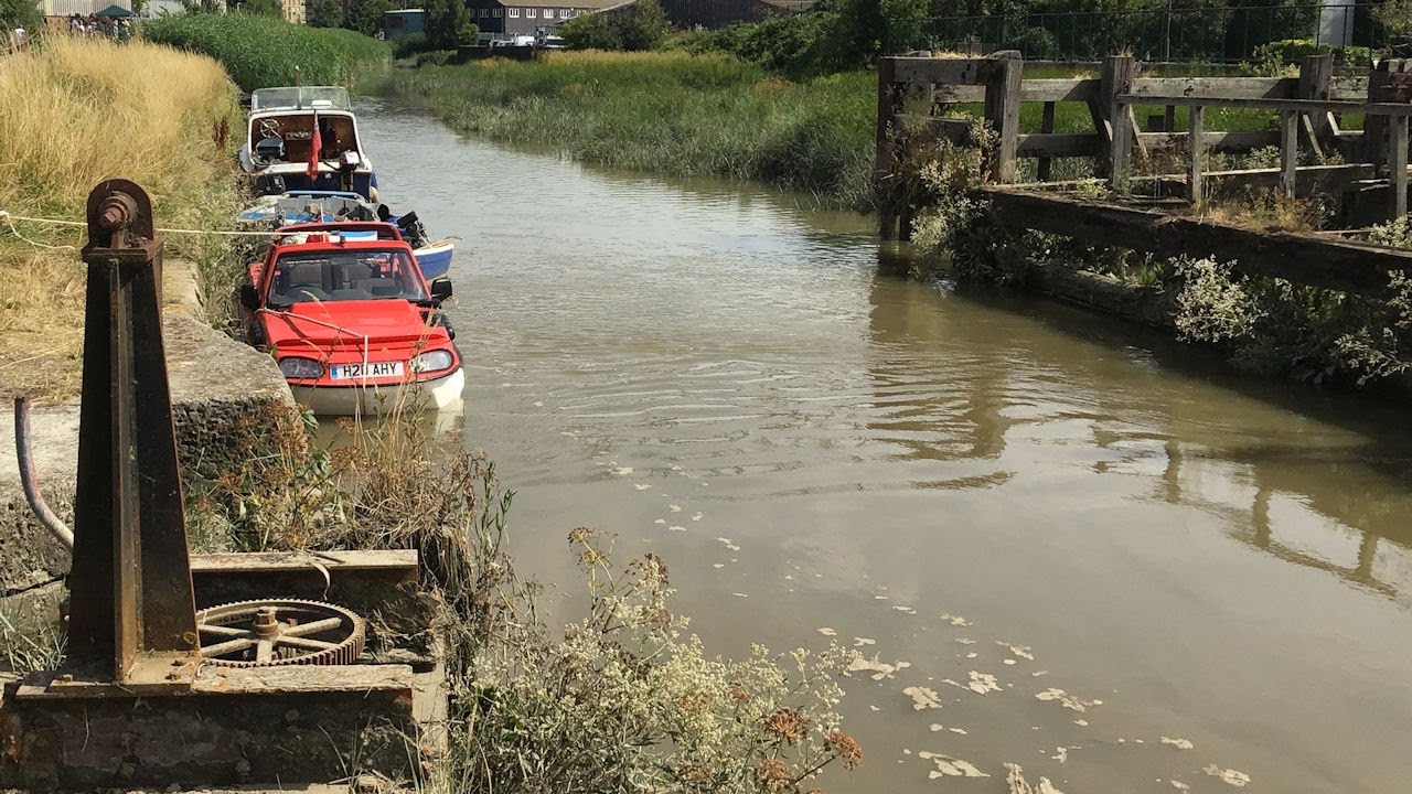 Dartford and Bexley Mayors, guests of the DCCRT, sail Dartford Creek on Lindsay Ford's Dutton Surf.