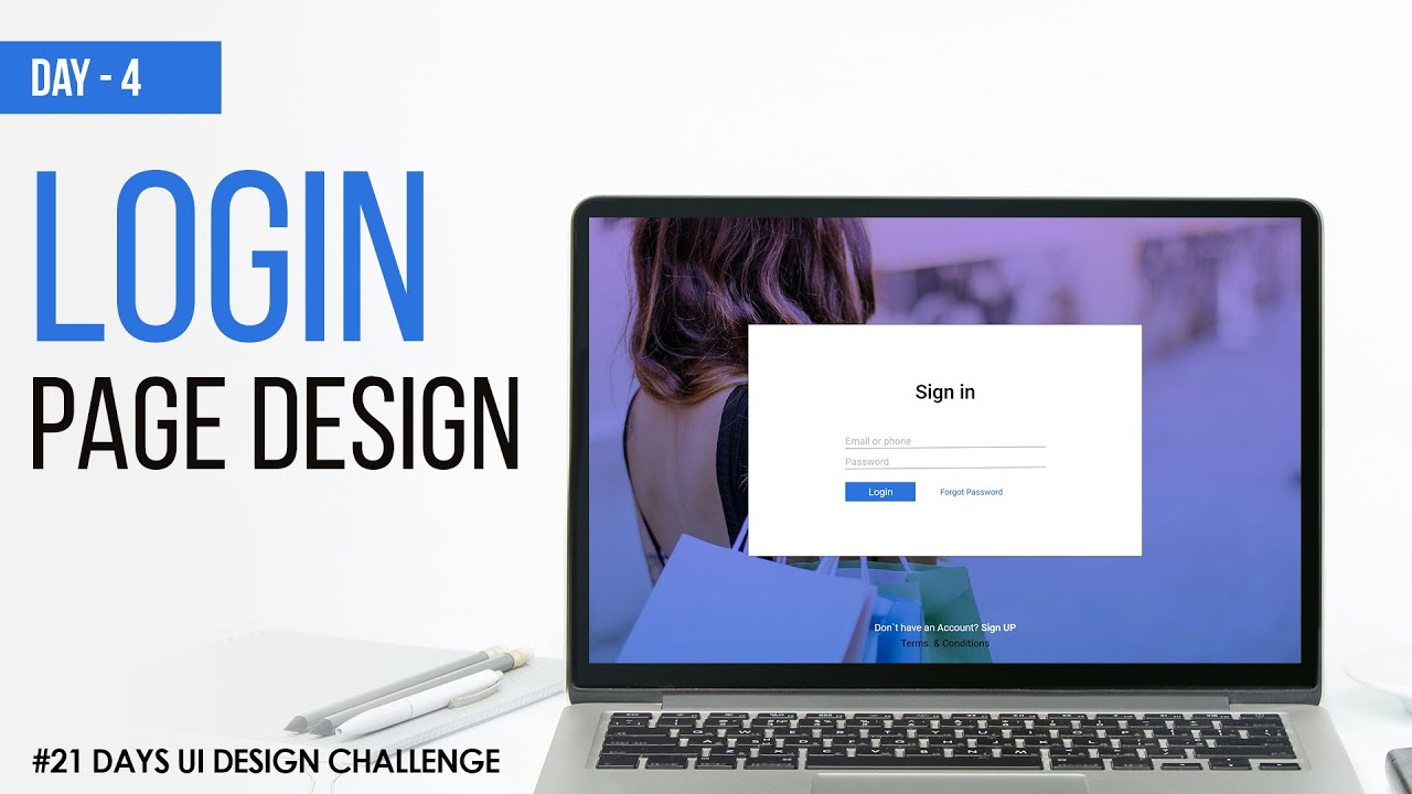 21 Days UI Design Challenge | Day - 04 | Login Page Design | Adobe XD