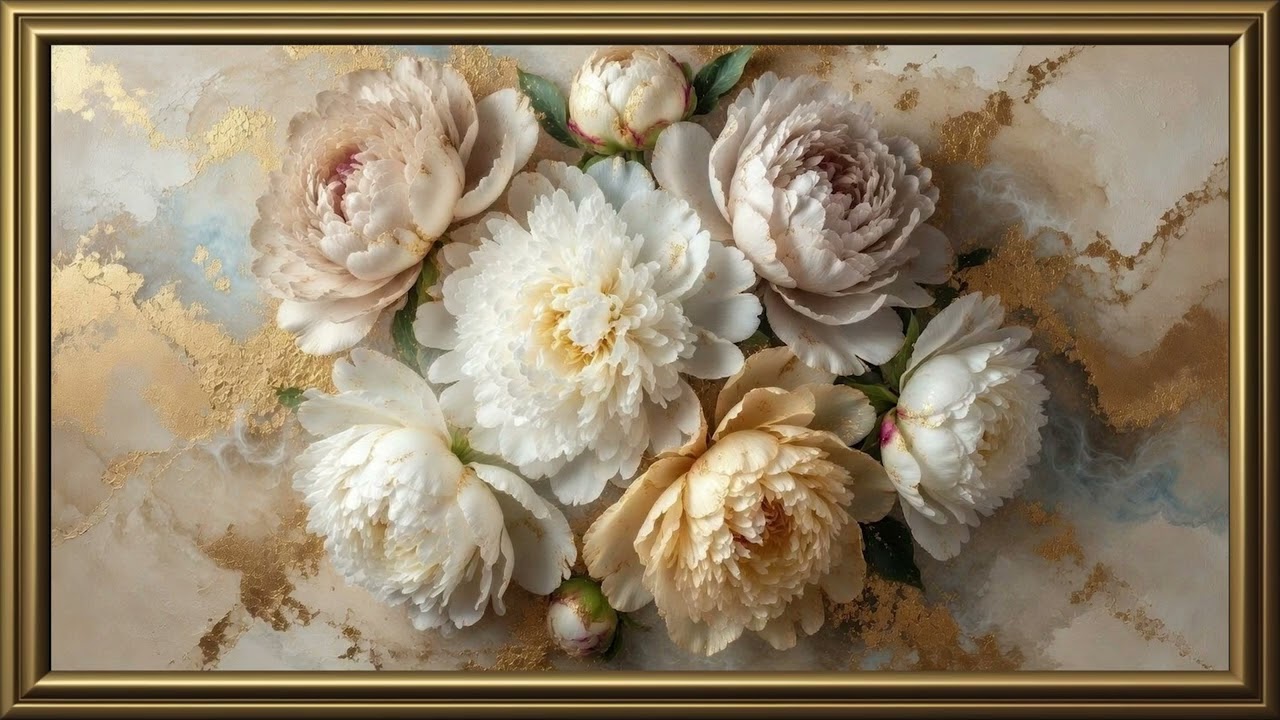 Vintage Floral Painting | 4 HOURS | Gold Frame TV Art Screensaver for TV Wallpaper