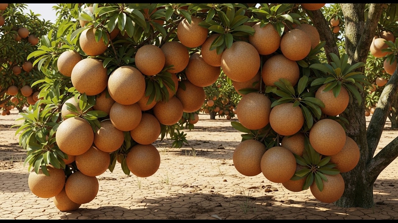How Giant Sapodilla  is Grown In dessert | From Flowering to Super Large Ripe Sapodilla Harvest