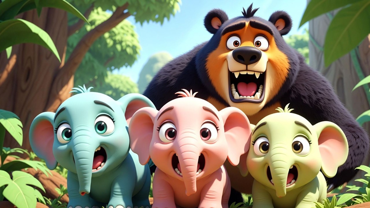 Three Little Elephants 🐘😂 | Funny 3D Cartoon Hindi Rhymes for Kids