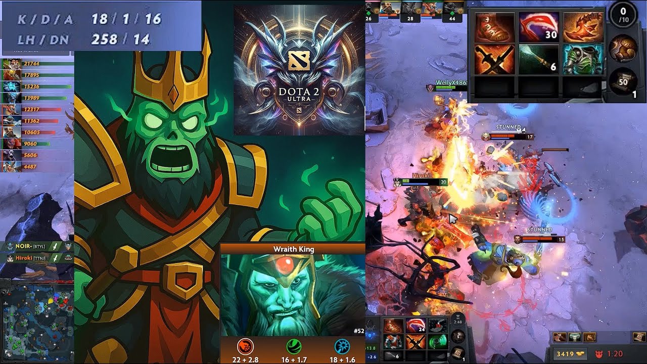 Wraith King Unstoppable! 18 Kills, 1 Death &ndash; Epic Dota 2 Ultra Gameplay! 👑💀