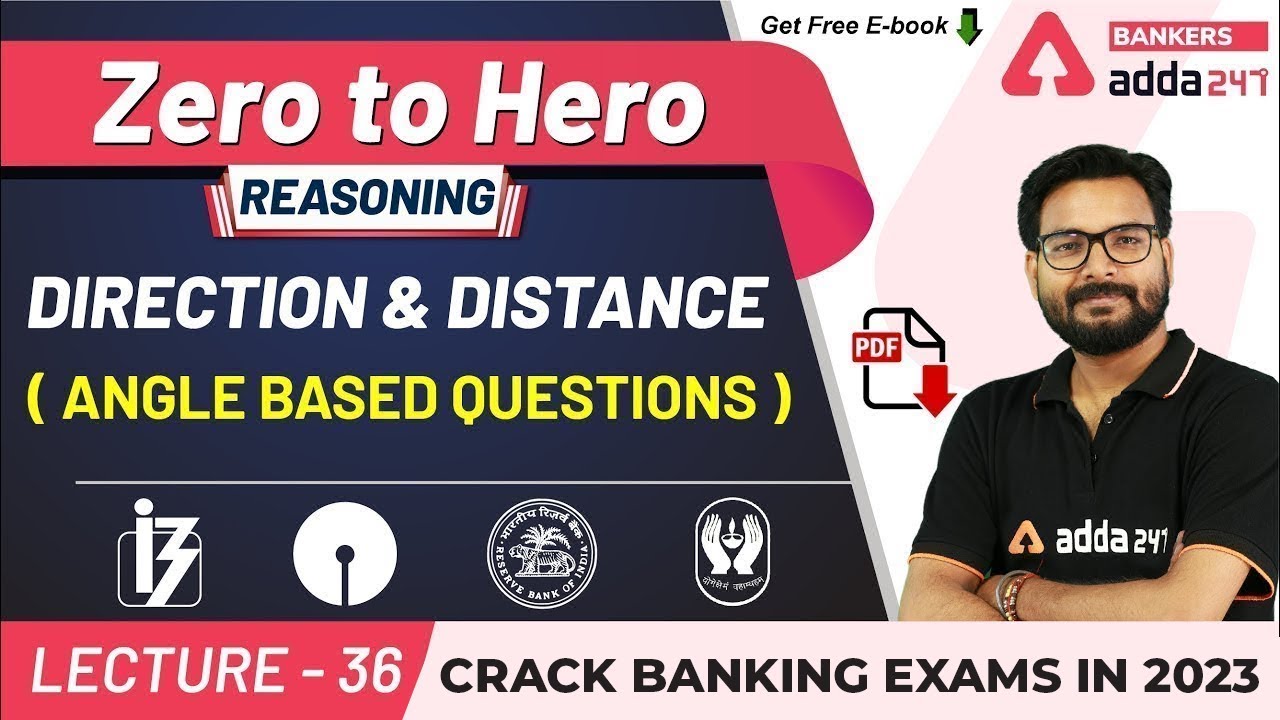 Direction and Distance Angle Based Questions (P-1) | Reasoning | Adda247 Banking Classes | Lec #34