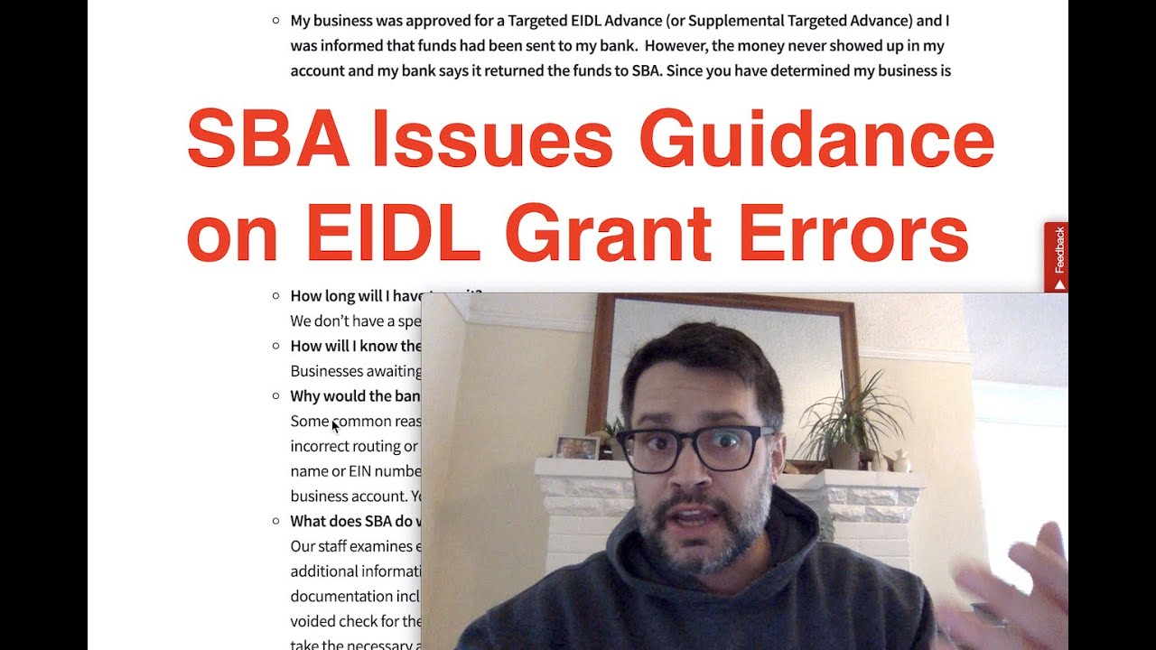 SBA Issus New Guidance on EIDL Grant Errors