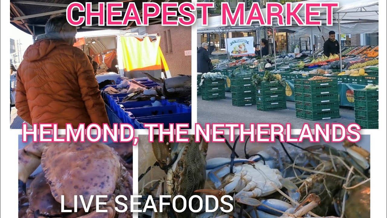 CHEAPEST FRESH LIVE SEAFOODS/VEGETABLES @LOCAL MARKET,HELMOND THE NETHERLANDS #Market #cheap#helmond