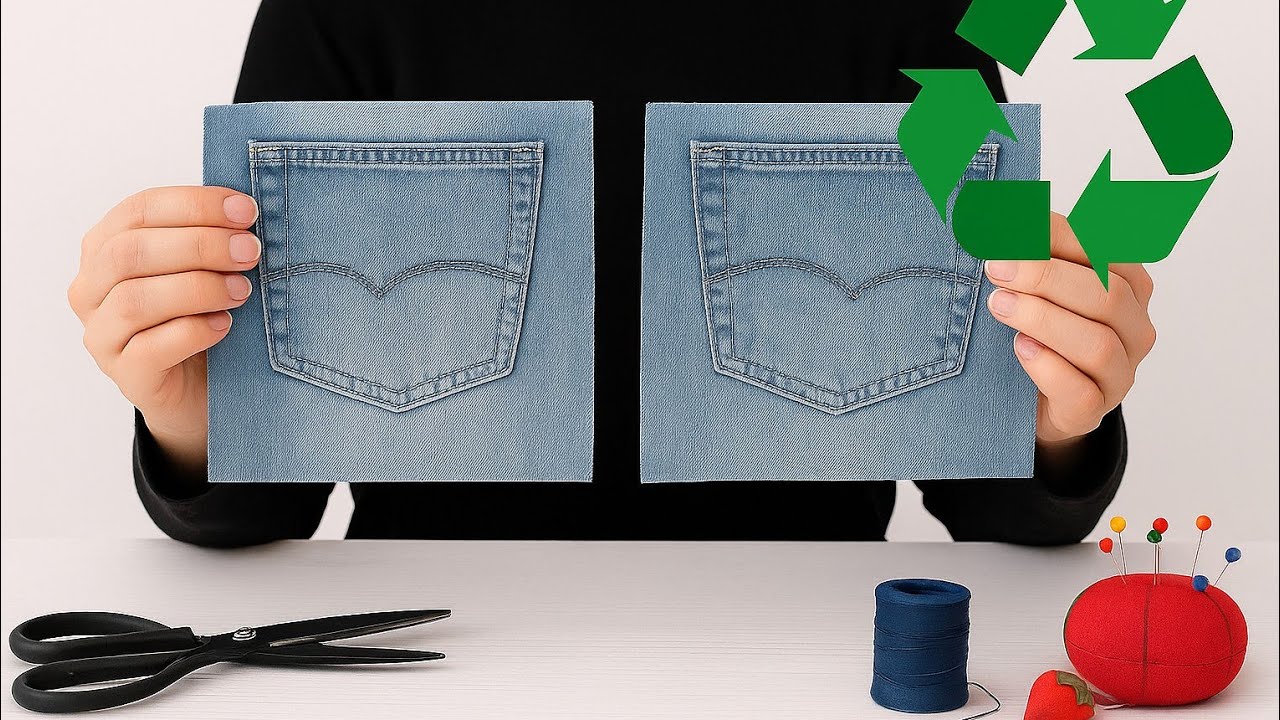 3 Compartment Denim Bag from 2 Old Pockets | Easy Bag Sewing