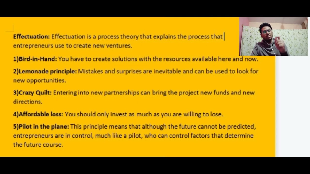 Effectuation theory of entrepreneurship | Principles of Effectuation theory | Leadership