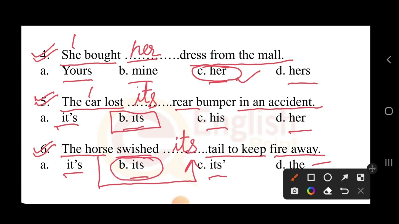 Pronoun Exercise in English Grammar