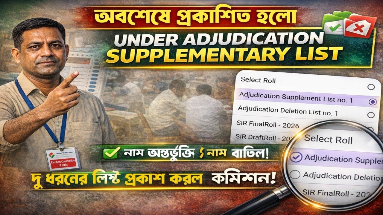 প্রকাশ হলো Under Adjudication Supplementary List || Supplementary List SIR 2026 Published ||