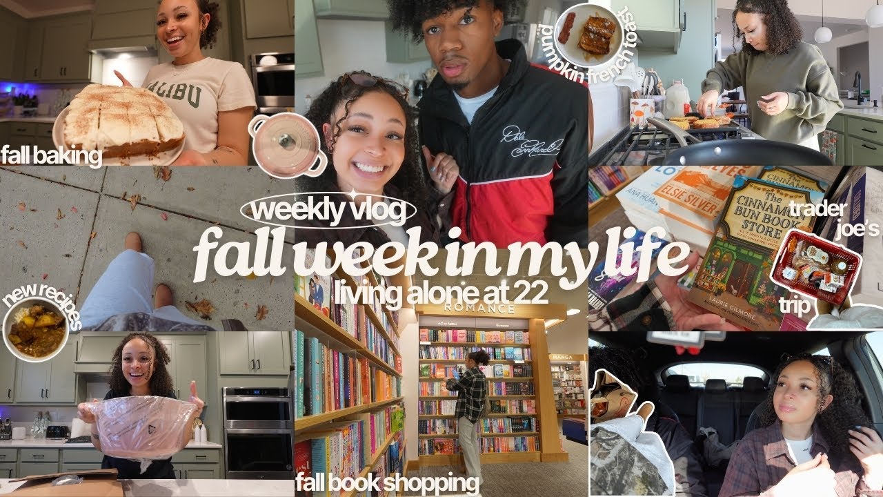 cozy fall weekly vlog 🍂 | fall baking, book shopping, cooking, fall outfits, and more!