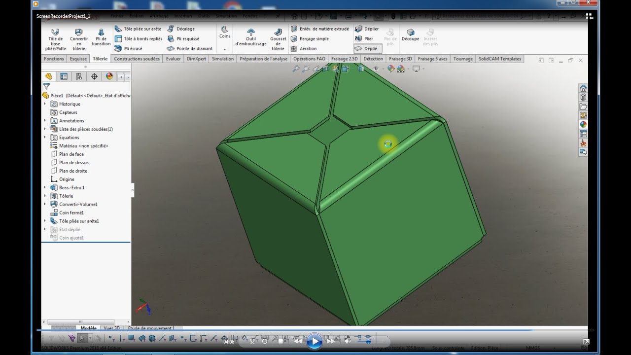 Formation Gratuite en SolidWorks / Comment convertir une pièce mécanique à une pièce en Tôlerie
