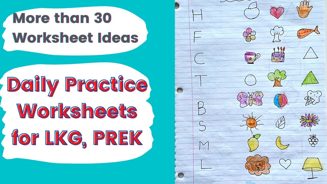 DAILY PRACTICE WORKSHEETS FOR LKG, PRE-K | More than 30 Activity Sheet for 4-5 year Kids