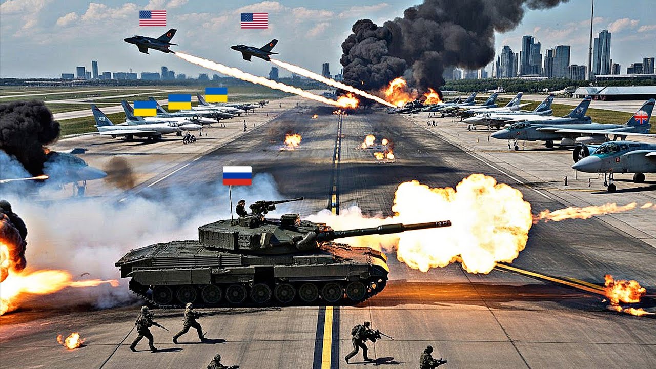 Сегодняшняя битва: передовые российские танки уничтожают американские самолеты, пытающиеся достичь У