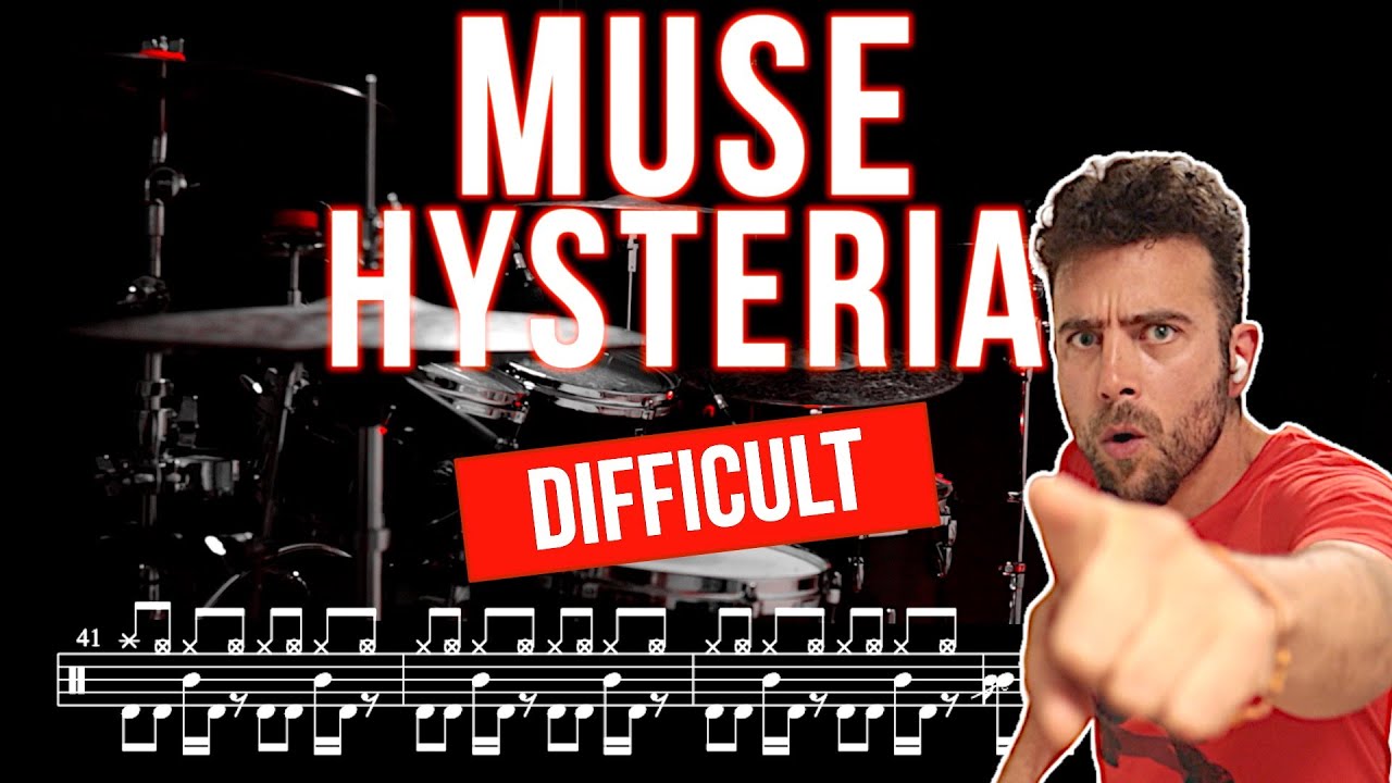 Muse - Hysteria - Drum cover (with scrolling drum score)
