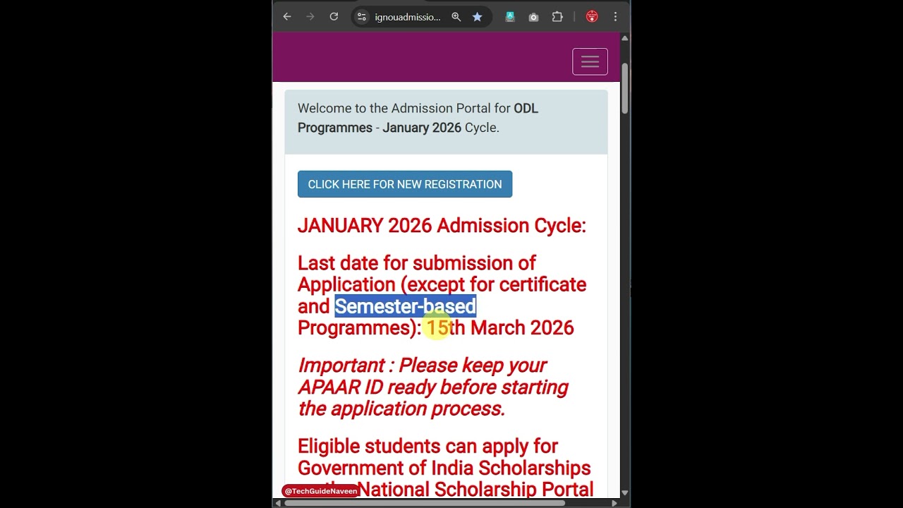(Breaking News) IGNOU Admission 2026 January Session Last Date Extended #IGnou #IgnouAdmission