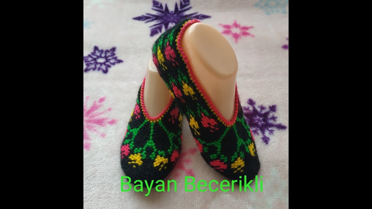 Tunus işi çiçekli patik yapımı (1. KISIM)
