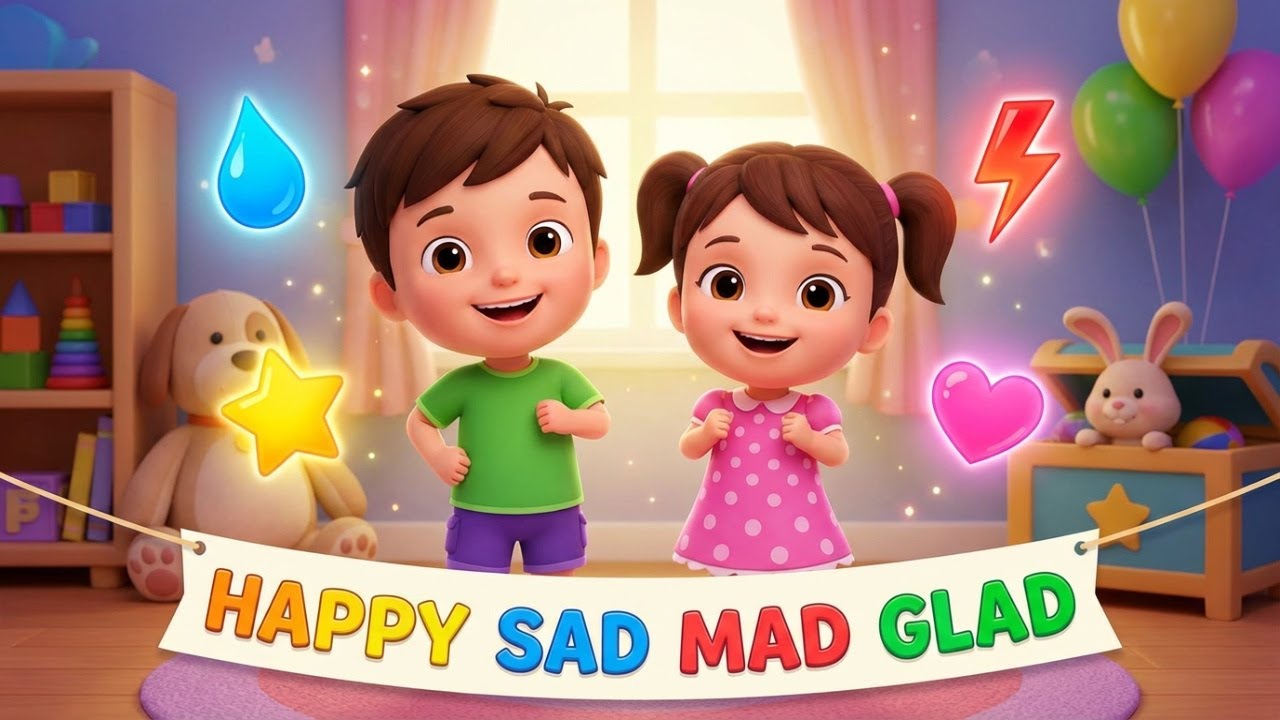 Happy, Sad, Mad & Glad I  A fun and gentle emotions song that helps
