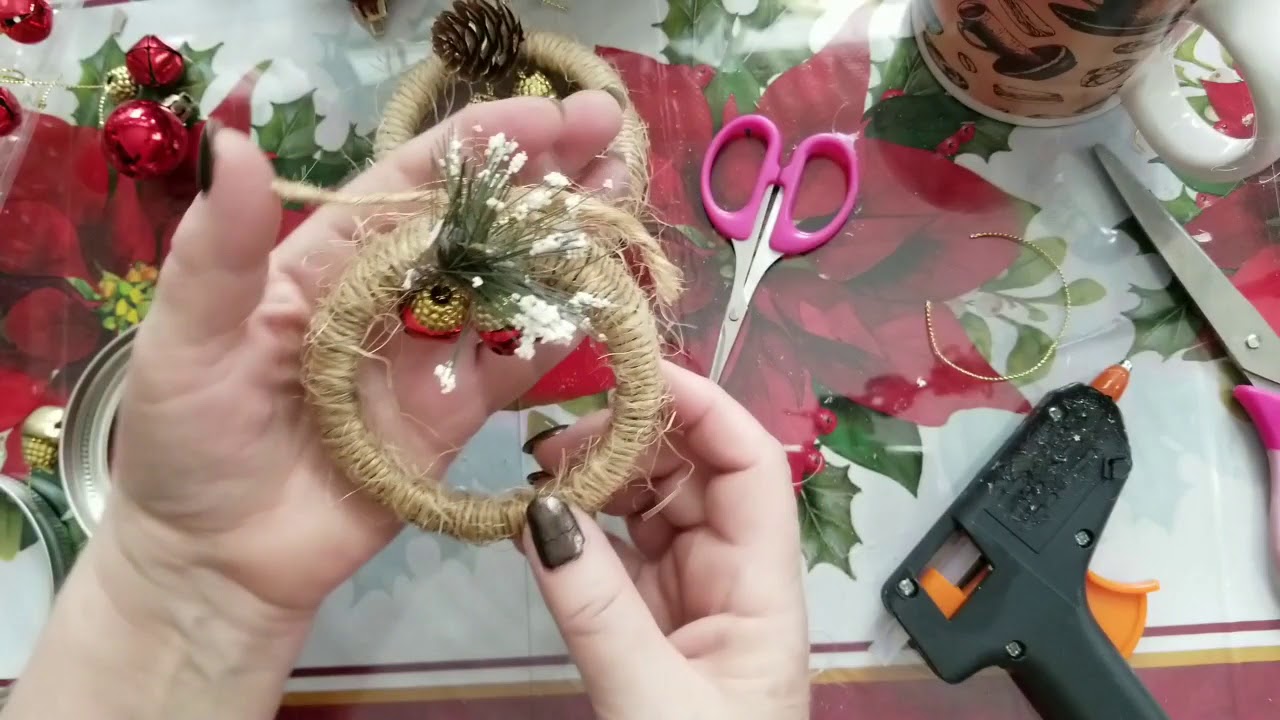 Rustic Style Christmas Ornaments From Mason Jar Rings