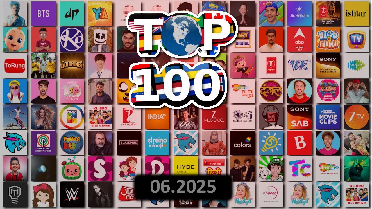 TOP 100 Most Subscribed YouTube Channels (June 2025 Update)