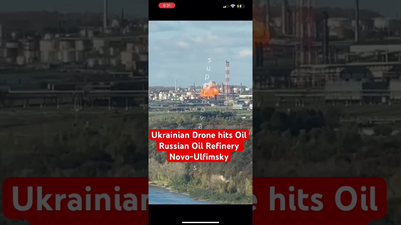 Ukrainian Drone hits Oil Russian Oil Refinery Novo-Ulfimsky