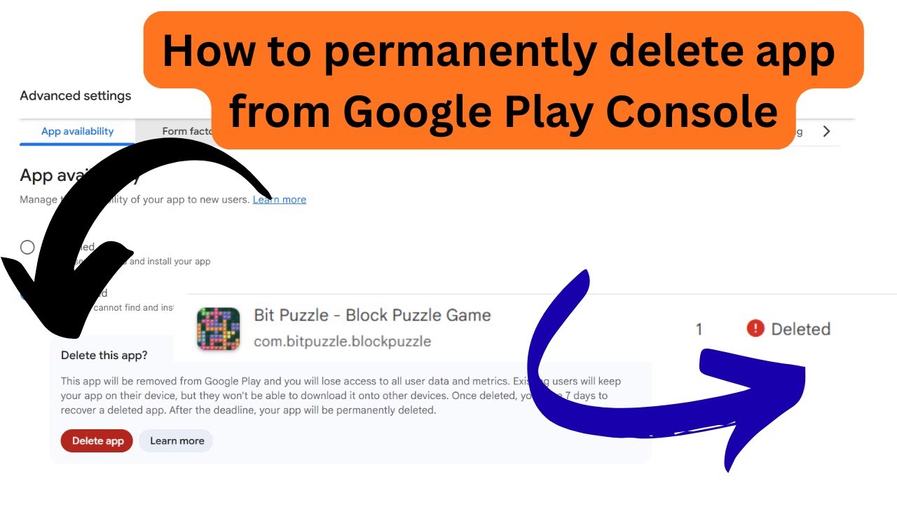 How to permanently delete app from Google Play Console