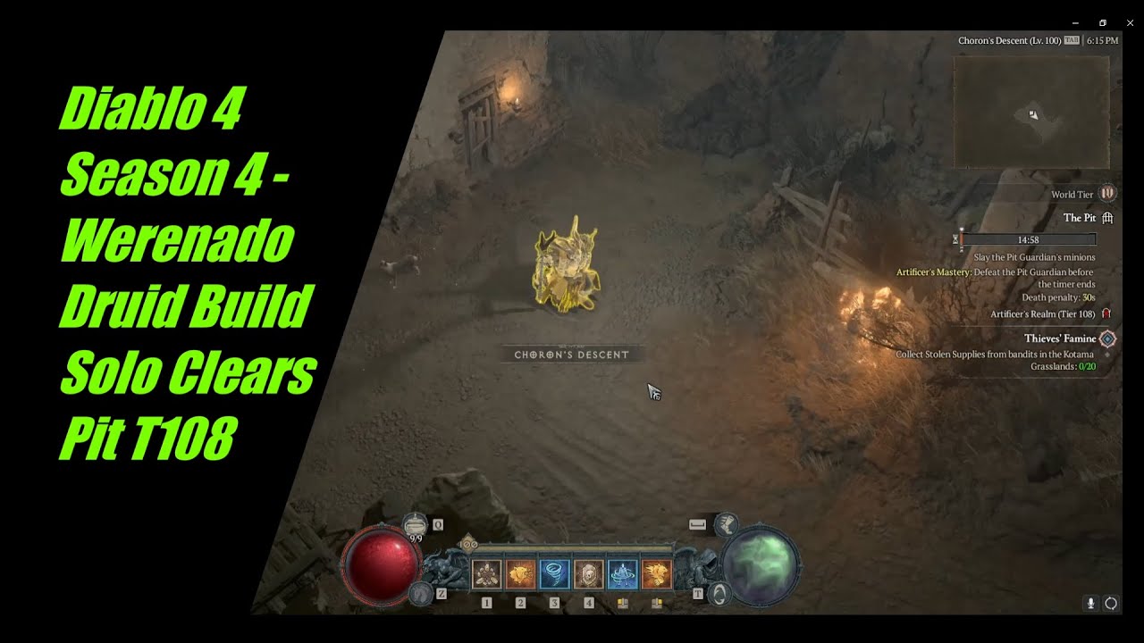 PROVEN Werenado Druid Build - Pit Tier 108 Solo Clear - Diablo 4 Season 4