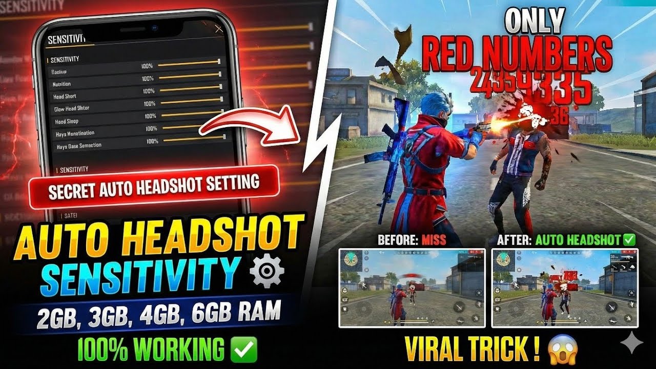 Auto Headshot Sensitivity ⚙️ 2GB, 3GB, 4GB, 6GB RAM - 100% Working ✅