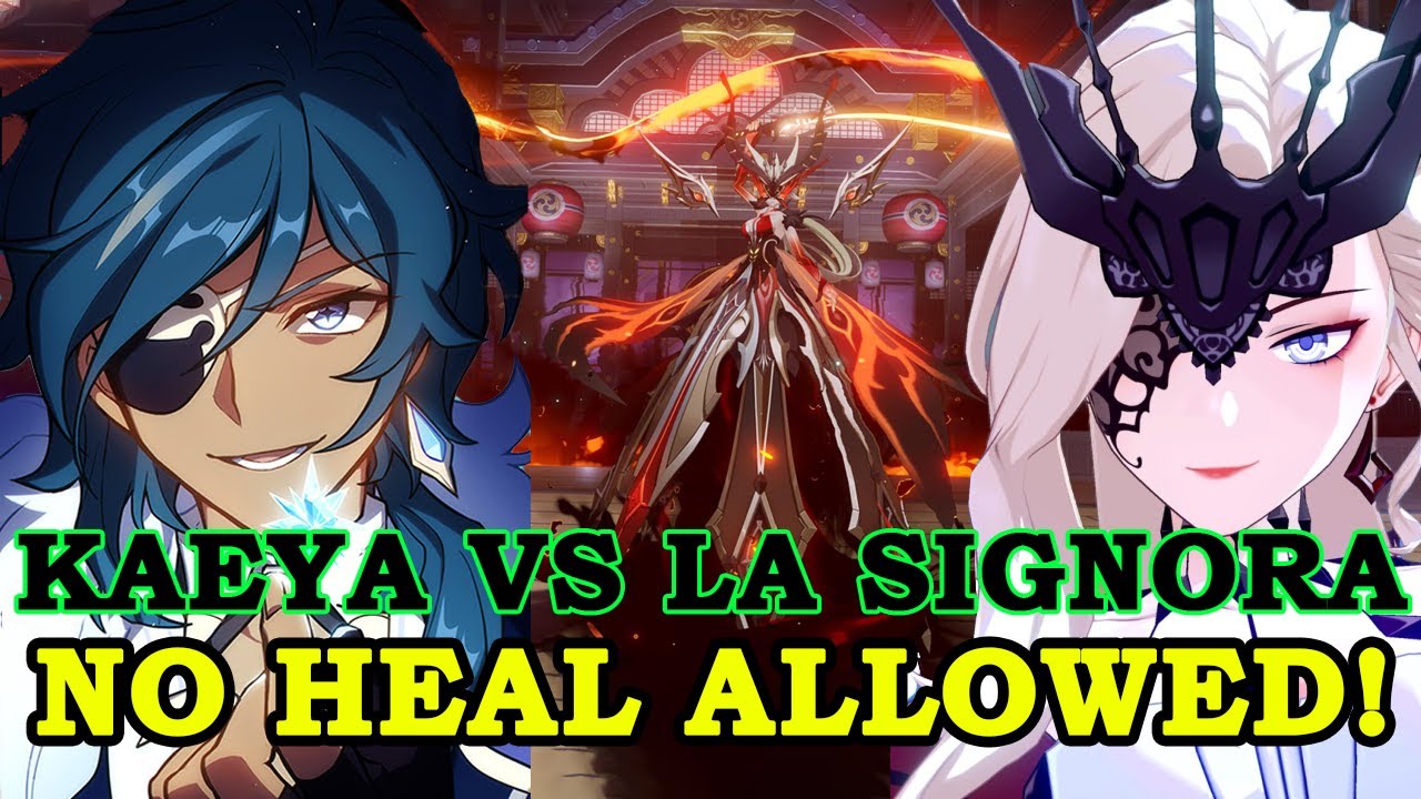 [NO DAMAGE 1º Phase; NO HEAL 2º Phase] Solo Kaeya Vs La Signora boss fight - Genshin Impact
