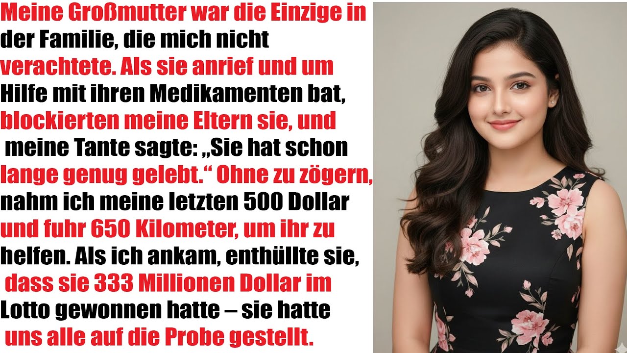 Familie ignorierte Omas Hilferuf – Ich gab $500, sie gewann $333 Mio & prüfte uns!