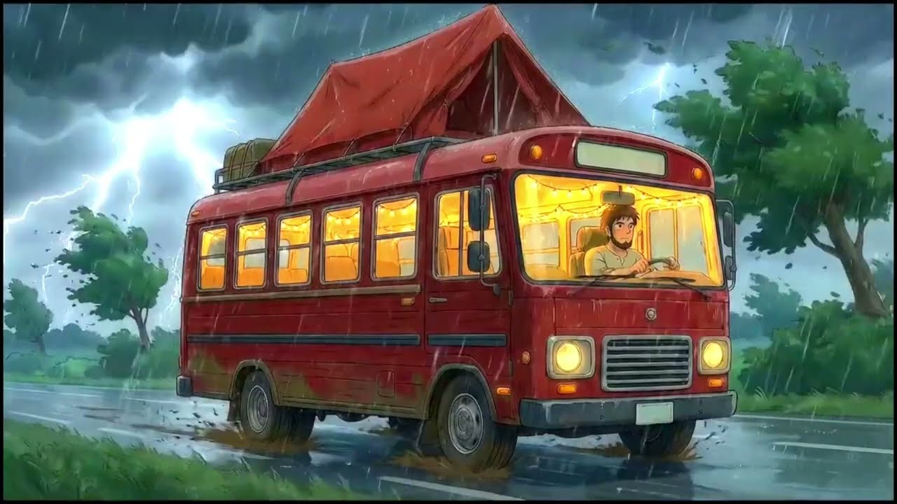 Rainy Family Camping &mdash; Mobile Home Window Rain ASMR ⛈️